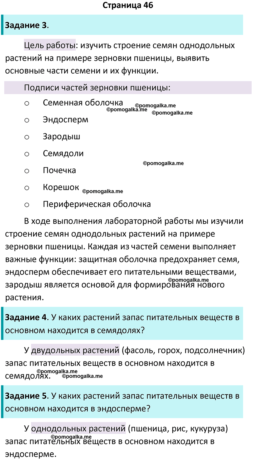 страница 46 биология 6 класс Пасечник, Суматохин рабочая тетрадь 2024 год