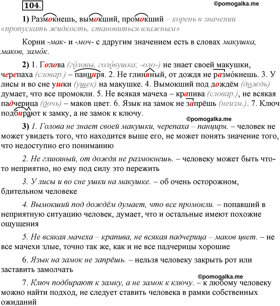 Глава 2. Упражнение №104 русский язык 6 класс Шмелёв