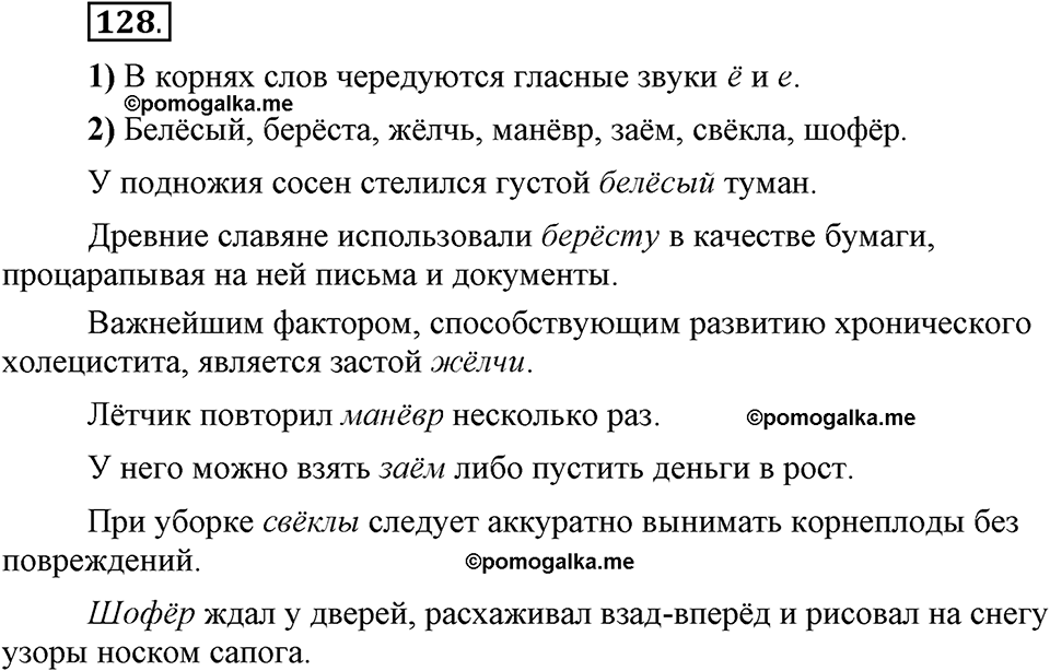 Глава 2. Упражнение №128 русский язык 6 класс Шмелёв