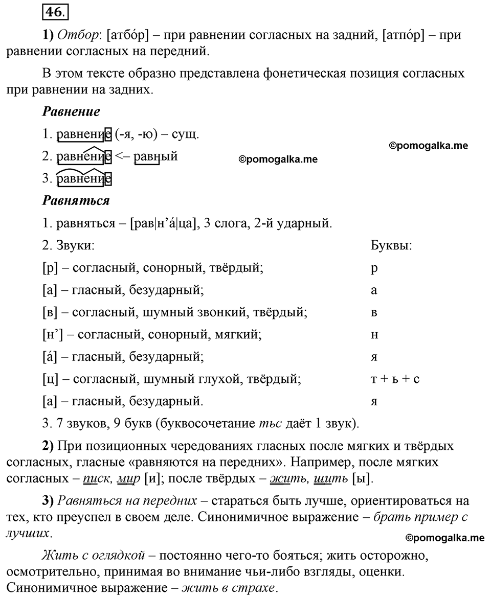 Глава 2. Упражнение №46 русский язык 6 класс Шмелёв