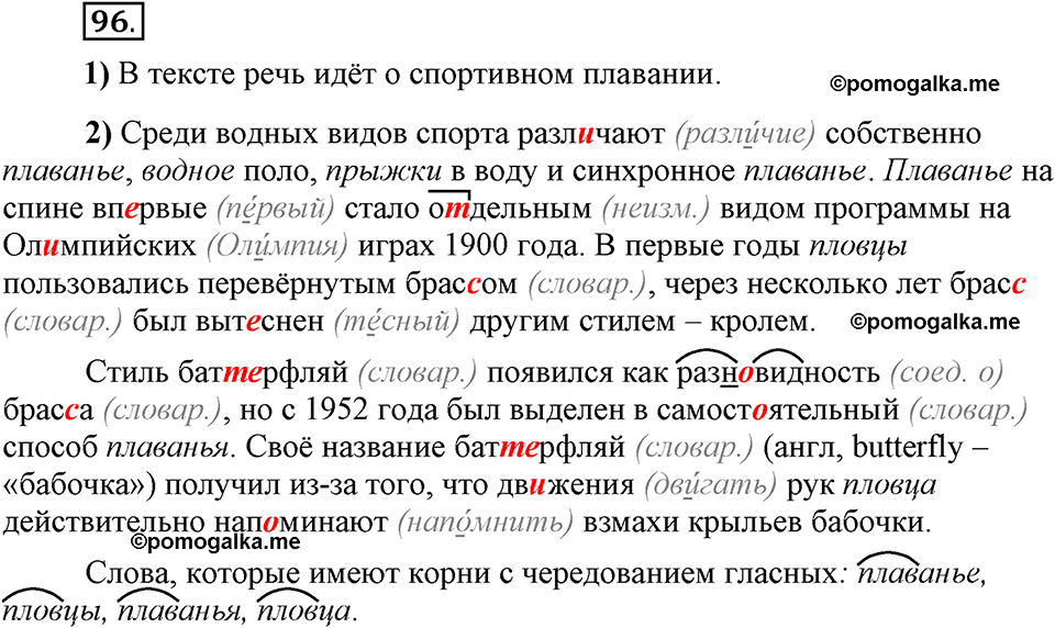 Глава 2. Упражнение №96 русский язык 6 класс Шмелёв