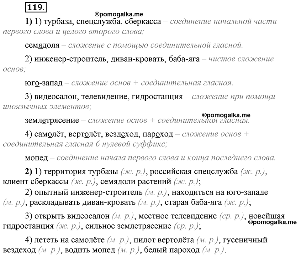 Глава 3. Упражнение №119 русский язык 6 класс Шмелёв