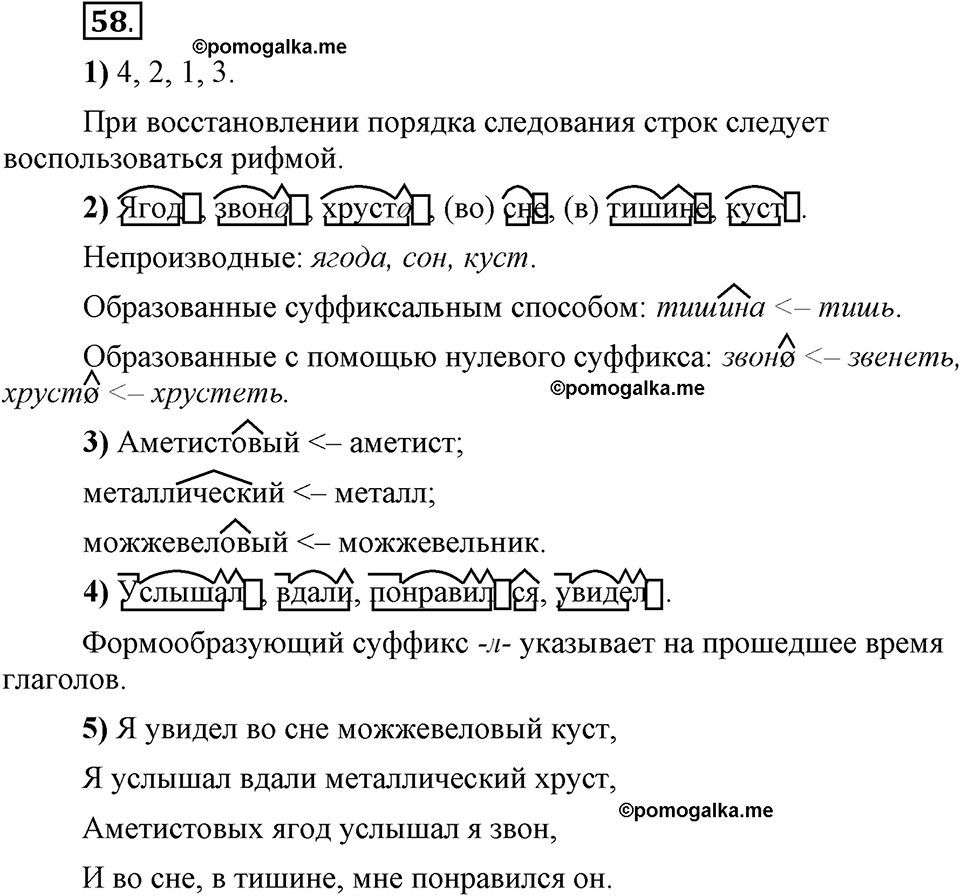 Глава 3. Упражнение №58 русский язык 6 класс Шмелёв
