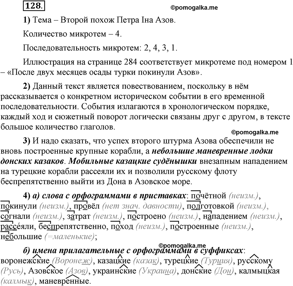 Глава 4. Упражнение №128 русский язык 6 класс Шмелёв