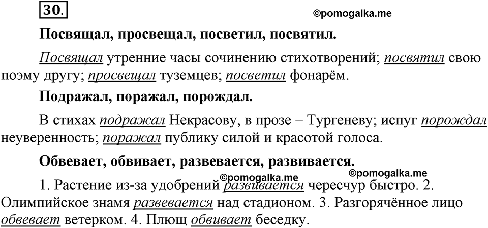 Глава 4. Упражнение №30 русский язык 6 класс Шмелёв