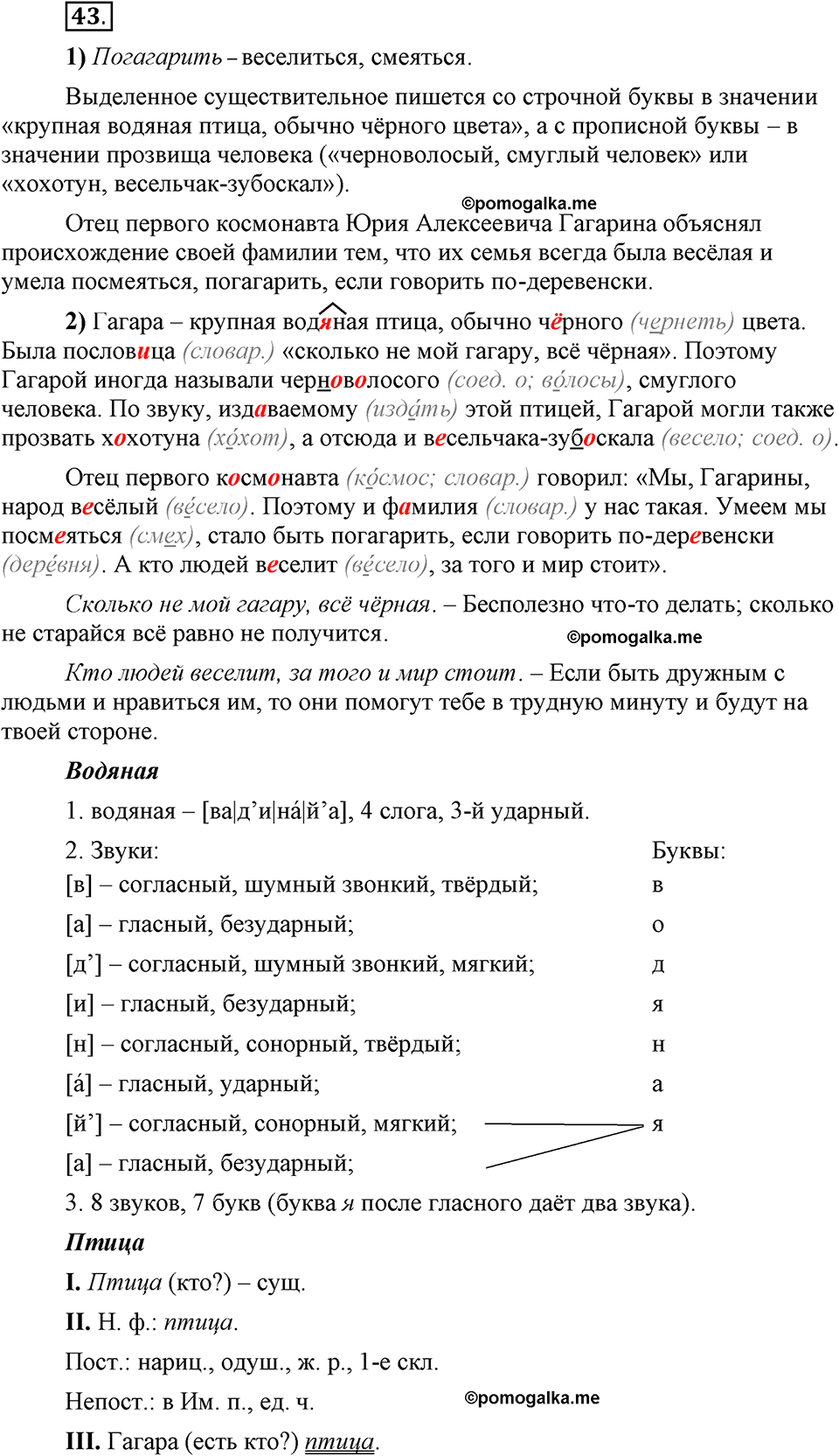 Глава 4. Упражнение №43 русский язык 6 класс Шмелёв