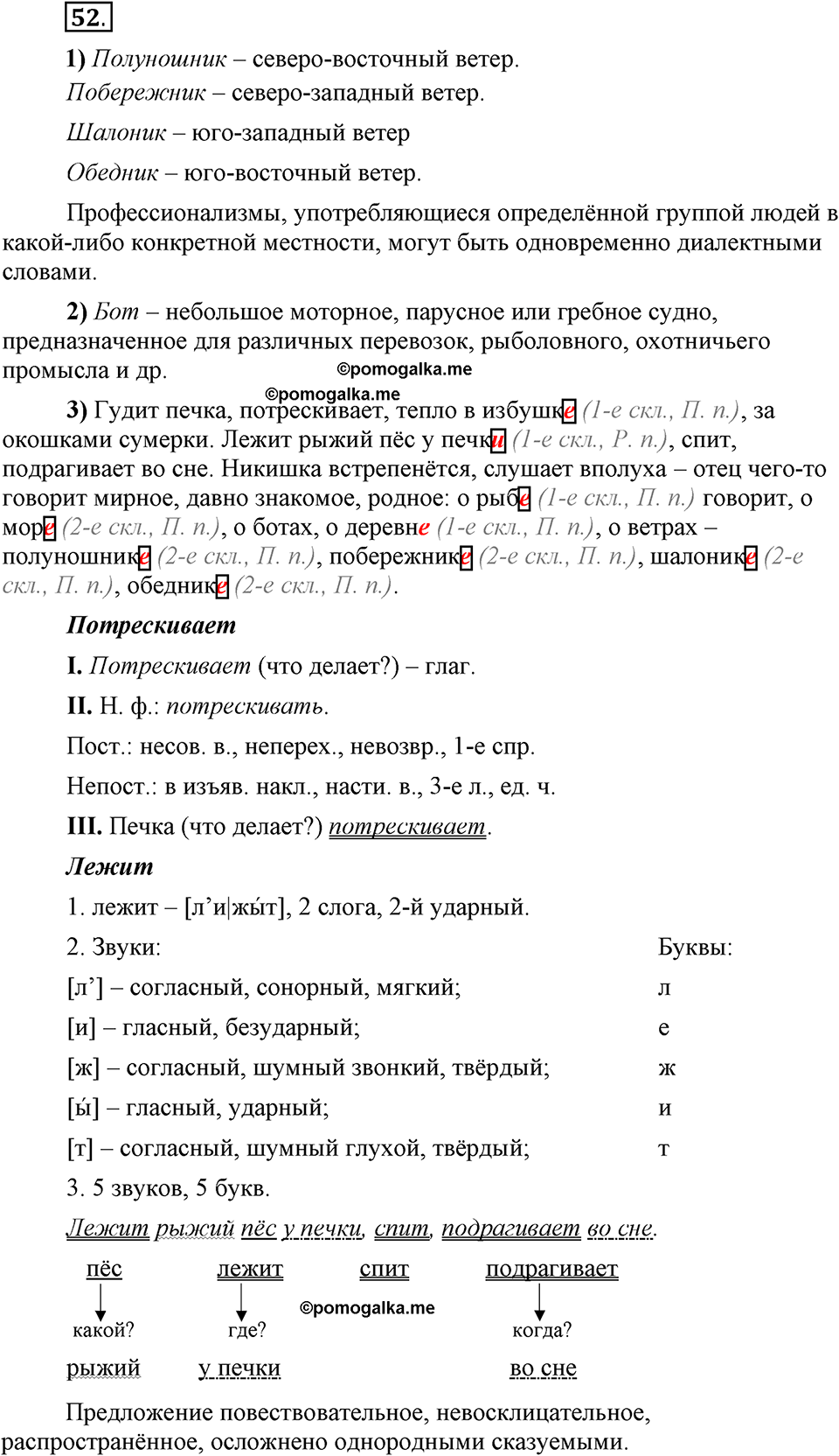 Глава 4. Упражнение №52 русский язык 6 класс Шмелёв