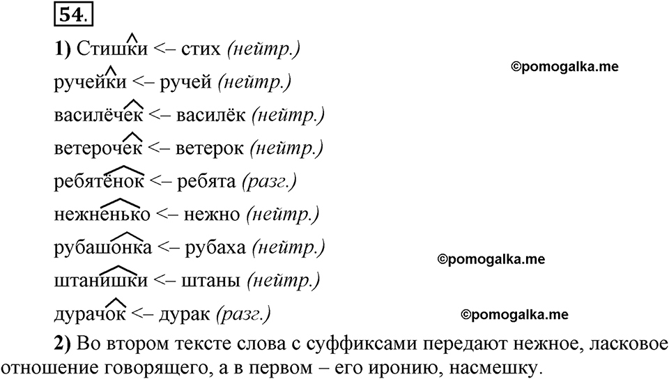 Глава 4. Упражнение №54 русский язык 6 класс Шмелёв