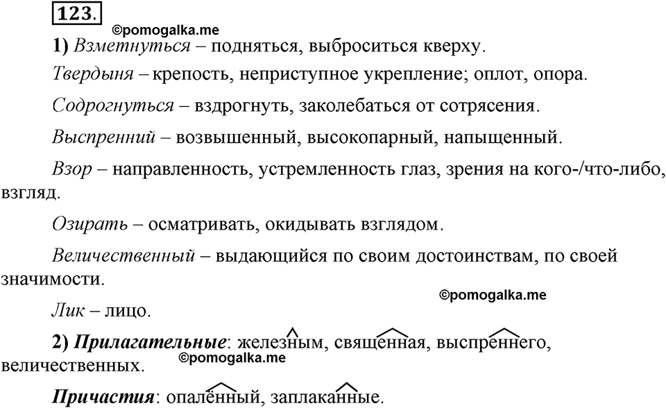 Глава 5. Упражнение №123 русский язык 6 класс Шмелёв