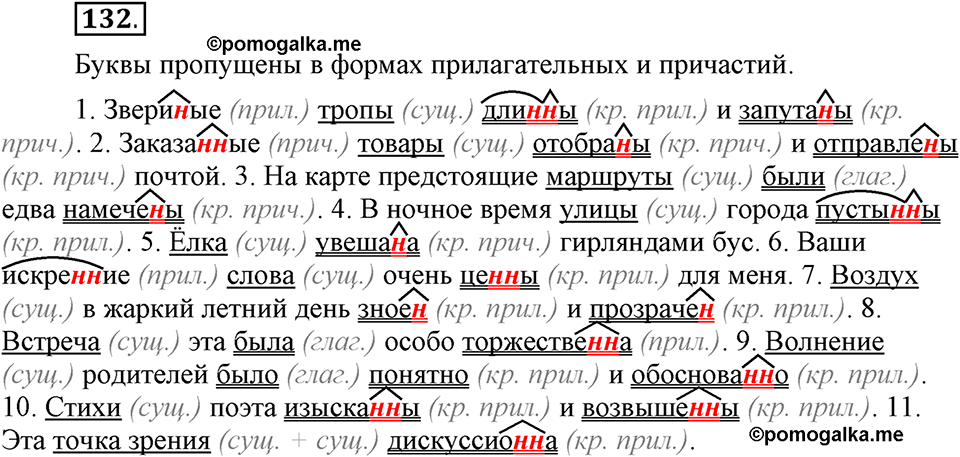 Глава 5. Упражнение №132 русский язык 6 класс Шмелёв