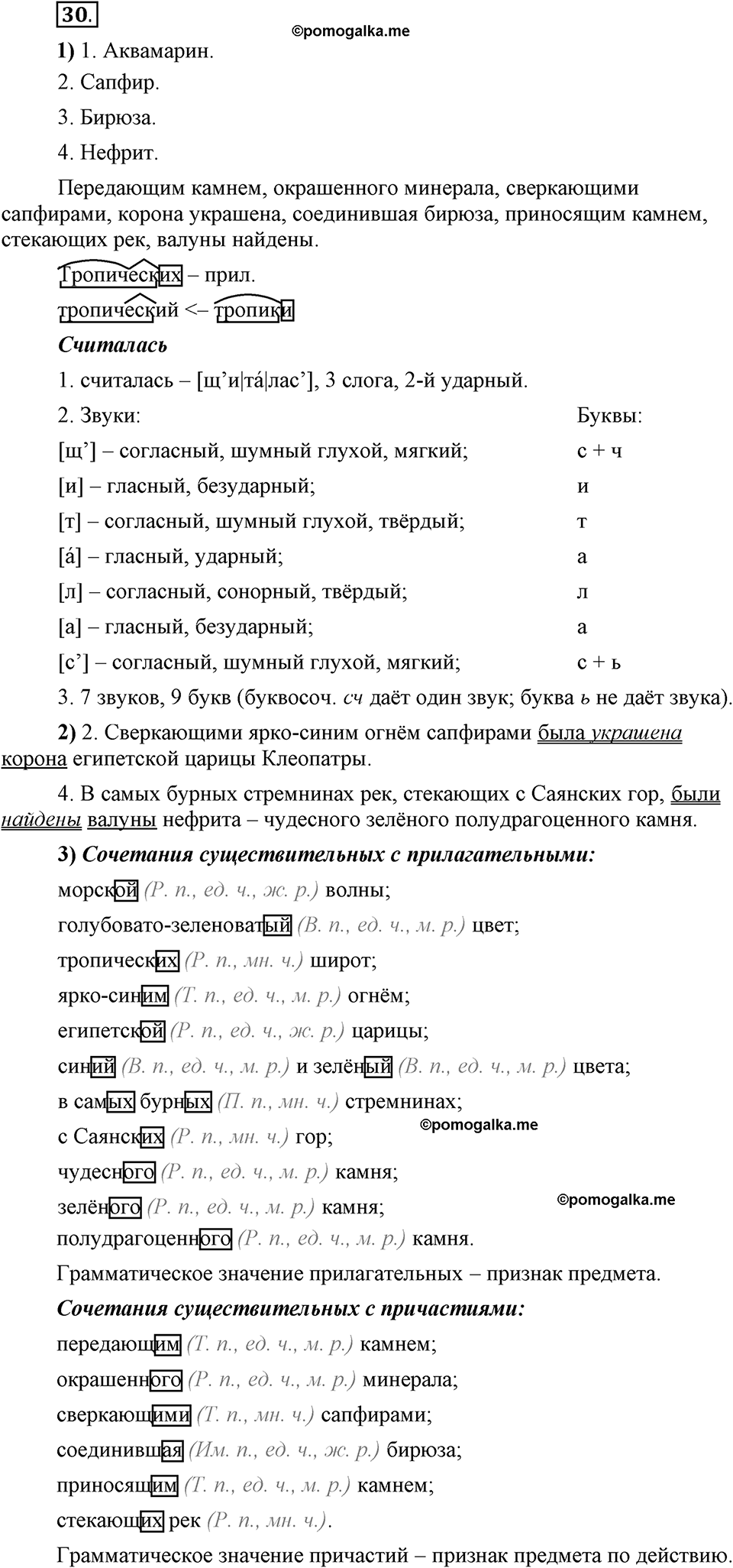 Глава 5. Упражнение №30 русский язык 6 класс Шмелёв
