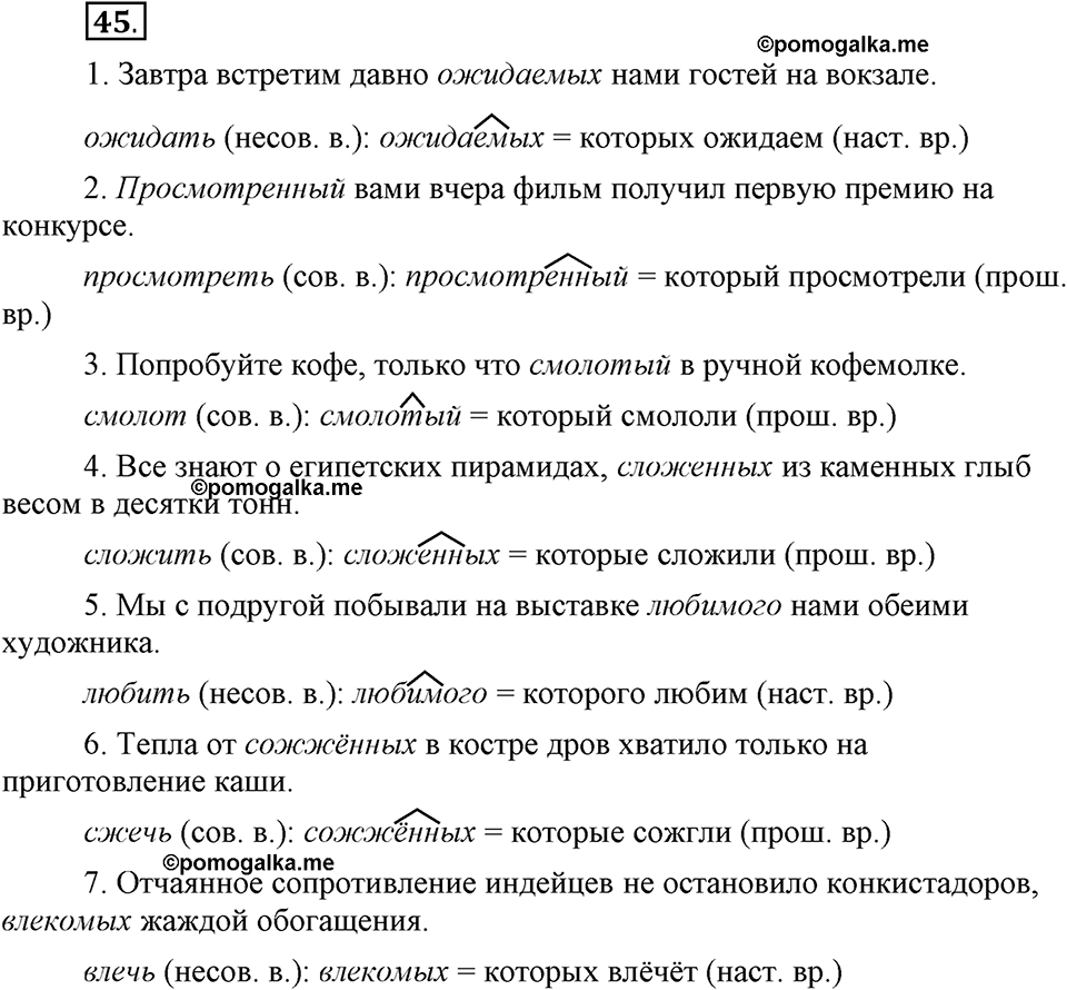 Глава 5. Упражнение №45 русский язык 6 класс Шмелёв