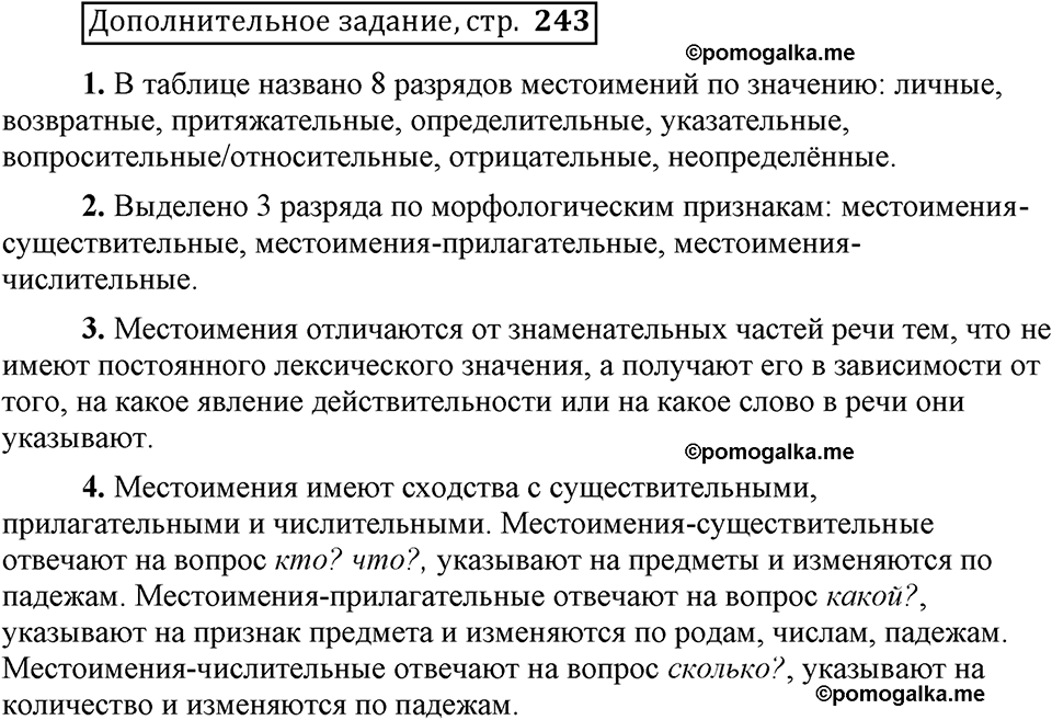 Глава 8. Страница 243. Дополнительное задание русский язык 6 класс Шмелёв