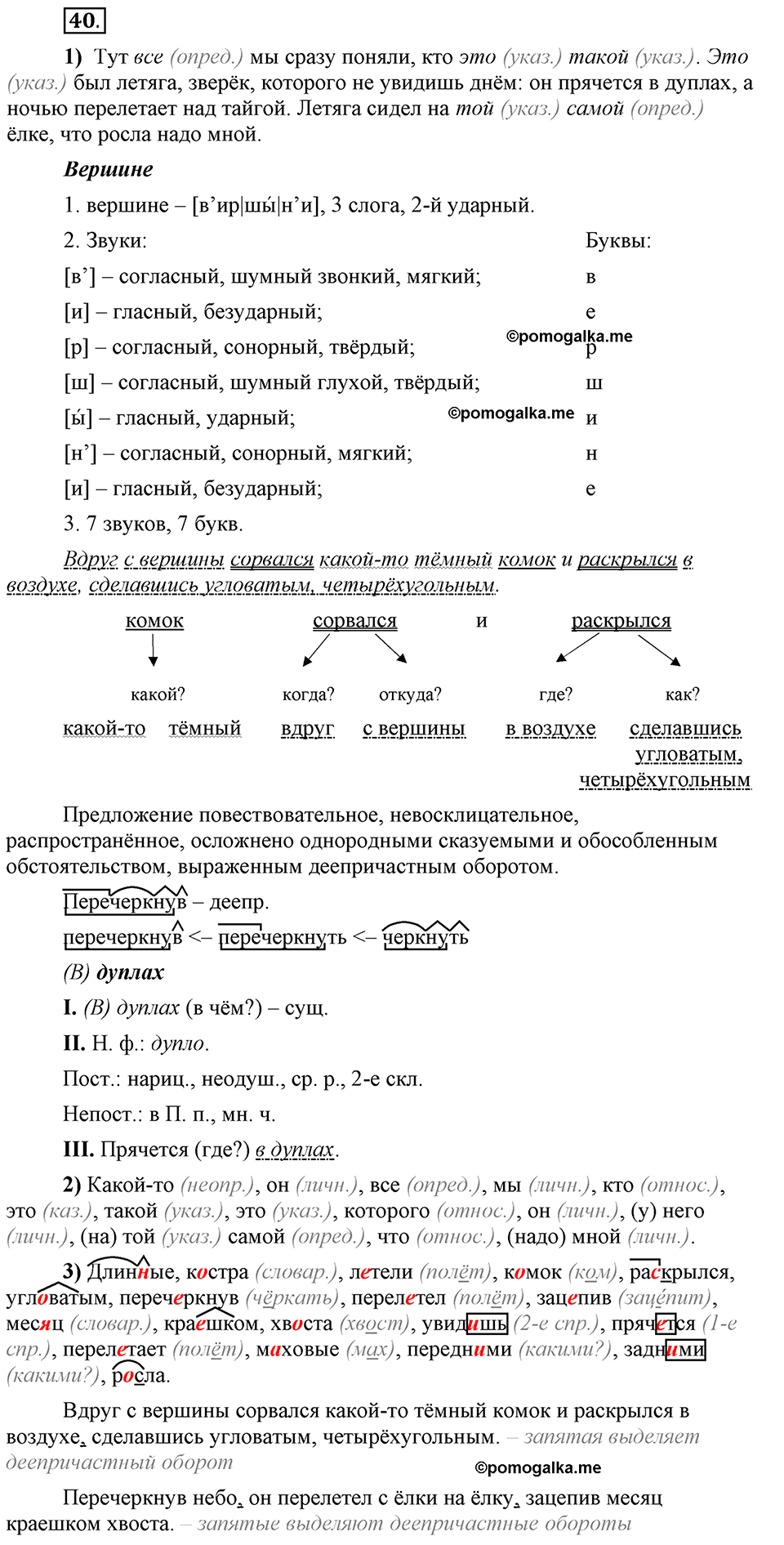 Глава 8. Упражнение №40 русский язык 6 класс Шмелёв