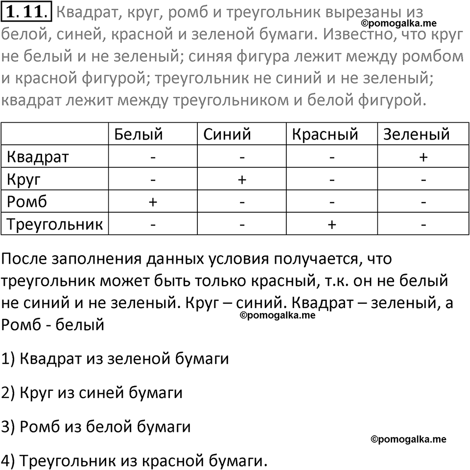 номер 1.11 сборник задач и упражнений по информатике 7 класс Босова 2024 год просвещение