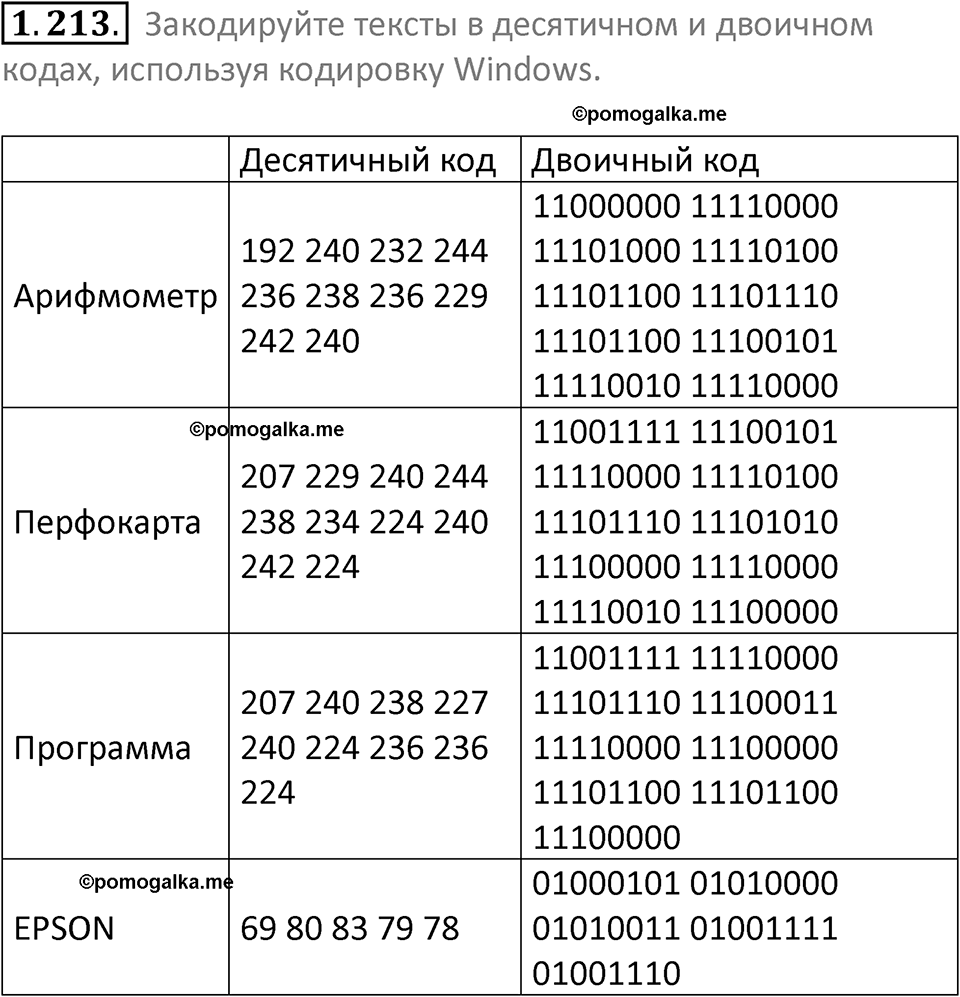 номер 1.213 сборник задач и упражнений по информатике 7 класс Босова 2024 год просвещение