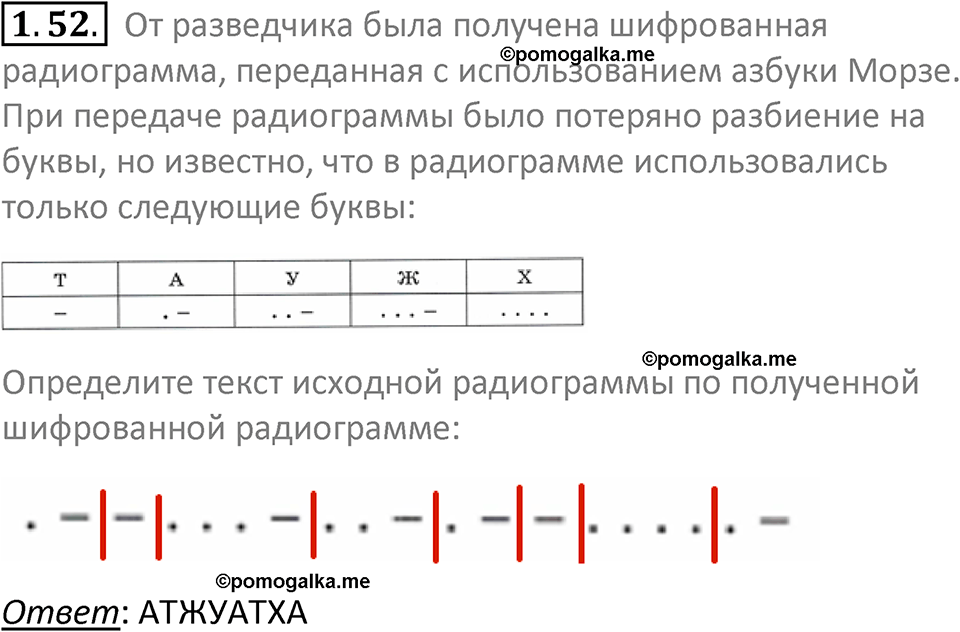 номер 1.52 сборник задач и упражнений по информатике 7 класс Босова 2024 год просвещение