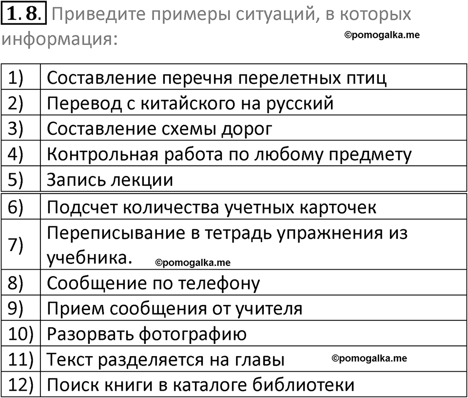 номер 1.8 сборник задач и упражнений по информатике 7 класс Босова 2024 год просвещение