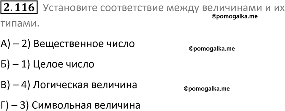 номер 2.116 сборник задач и упражнений по информатике 8 класс Босова 2024 год просвещение