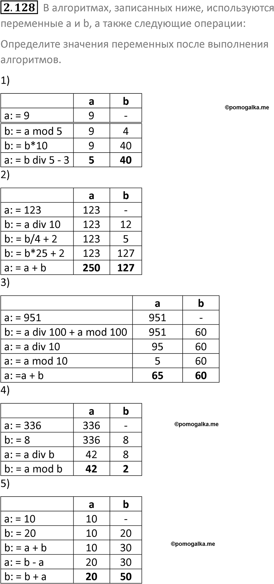 номер 2.128 сборник задач и упражнений по информатике 8 класс Босова 2024 год просвещение