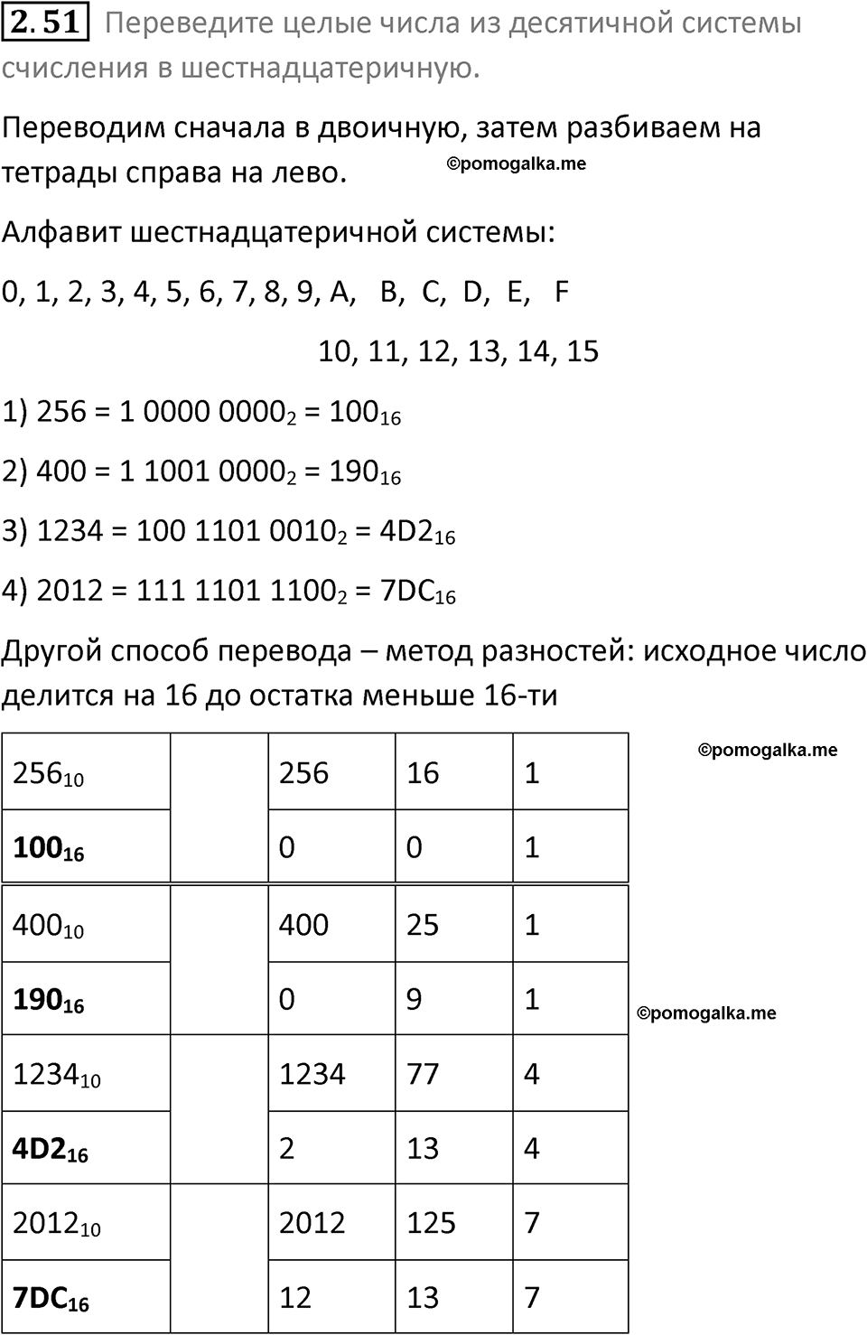 номер 2.51 сборник задач и упражнений по информатике 8 класс Босова 2024 год просвещение