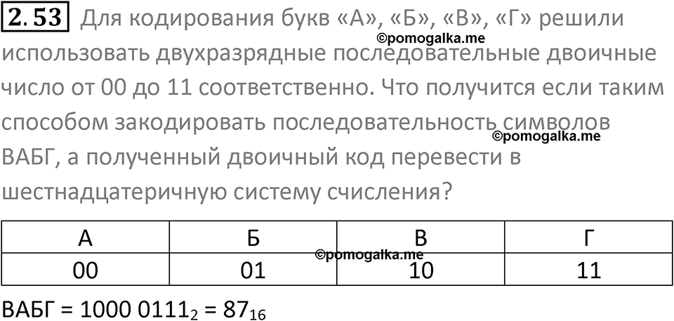 номер 2.53 сборник задач и упражнений по информатике 8 класс Босова 2024 год просвещение