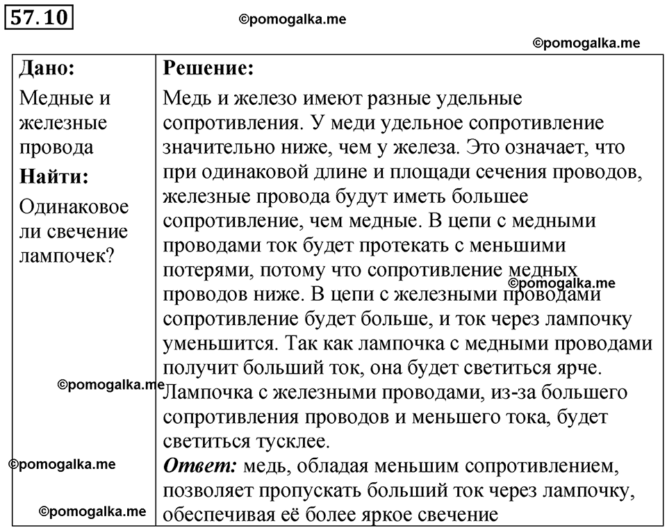 страница 204 номер 57.10 физика 7-9 класс Лукашик сборник задач 2024 год