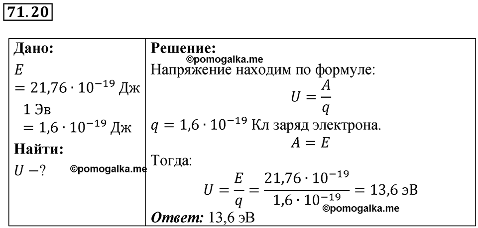 страница 246 номер 71.20 физика 7-9 класс Лукашик сборник задач 2024 год