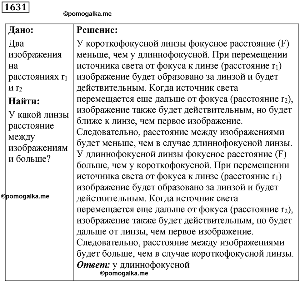 страница 200 номер 1631 физика 7 8 9 класс Лукашик сборник задач 2011 год