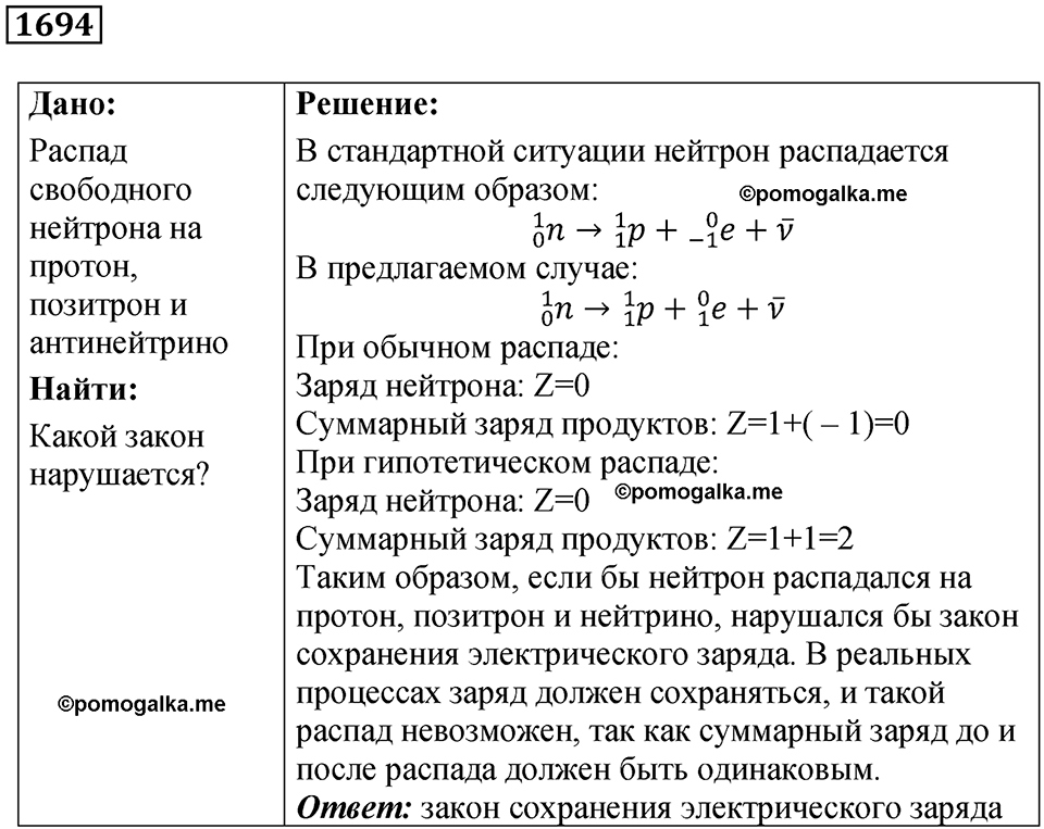 страница 204 номер 1694 физика 7 8 9 класс Лукашик сборник задач 2011 год