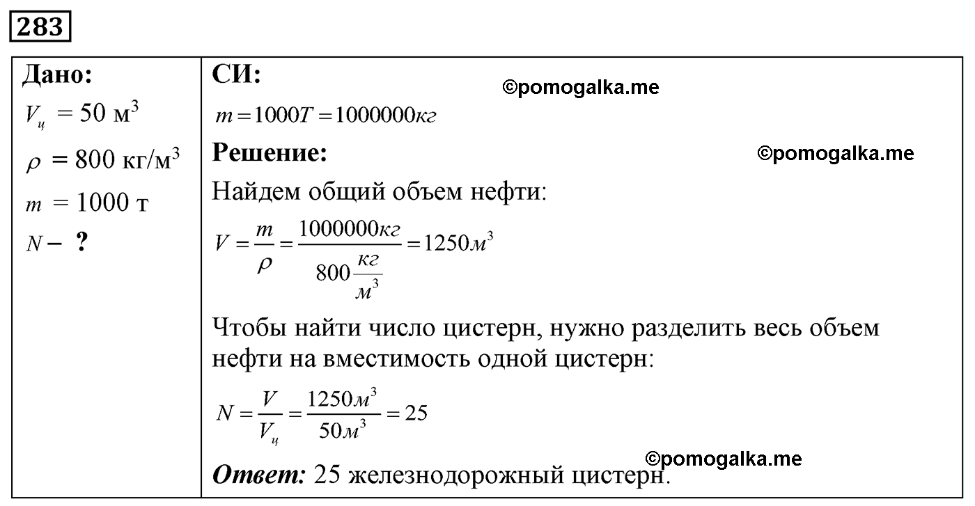 номер №283 физика 7 8 9 класс Лукашик сборник задач