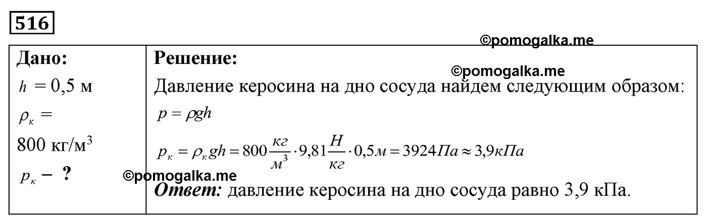 номер №516 физика 7 8 9 класс Лукашик сборник задач