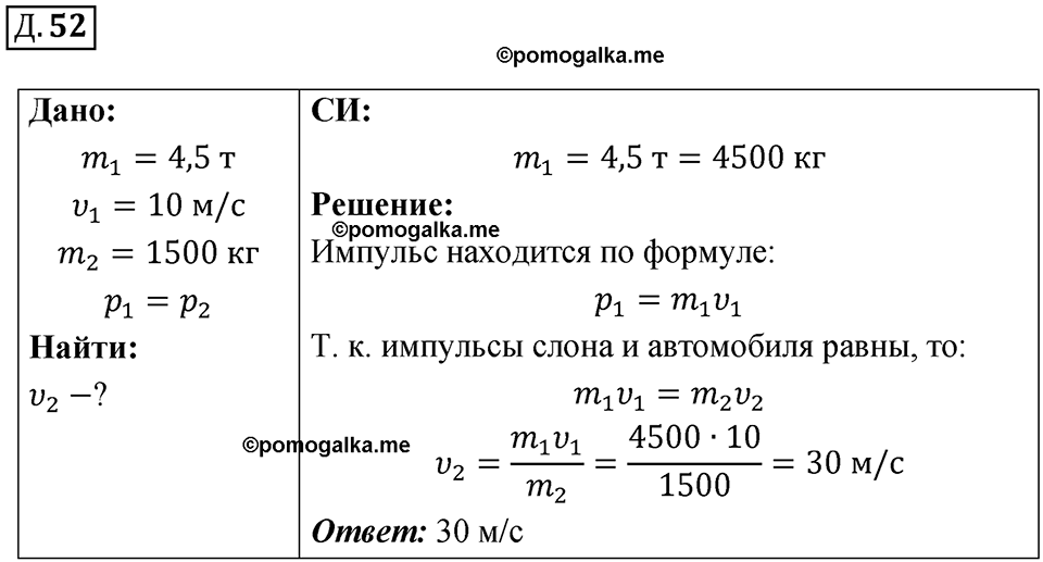 страница 52 дополнительный номер 52 физика 7 8 9 класс Лукашик сборник задач 2011 год