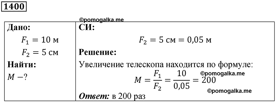 страница 154 номер 1400 физика 7-9 класс Пёрышкин сборник задач 2024 год