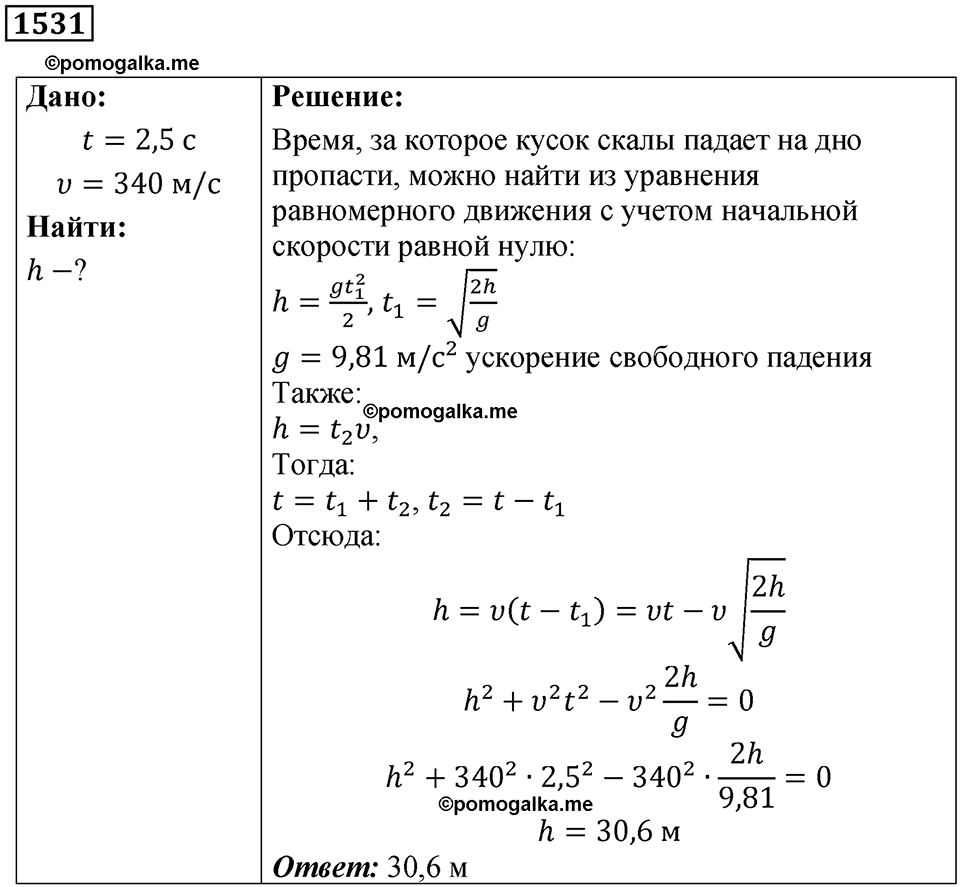 страница 173 номер 1531 физика 7-9 класс Пёрышкин сборник задач 2024 год