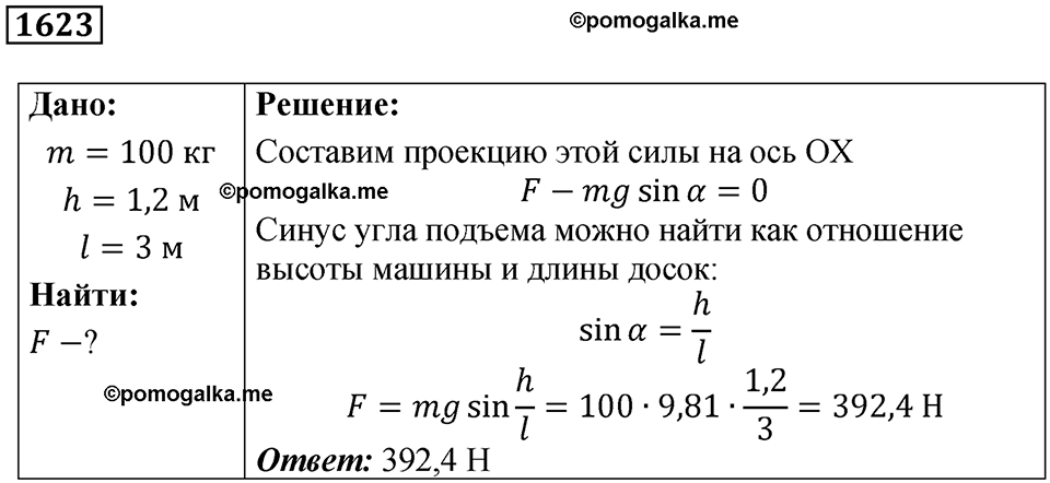 страница 186 номер 1623 физика 7-9 класс Пёрышкин сборник задач 2024 год