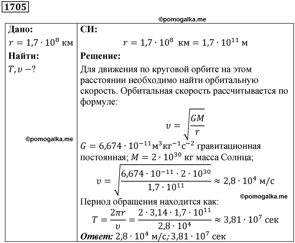 страница 198 номер 1705 физика 7-9 класс Пёрышкин сборник задач 2024 год