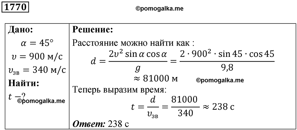 страница 206 номер 1770 физика 7-9 класс Пёрышкин сборник задач 2024 год