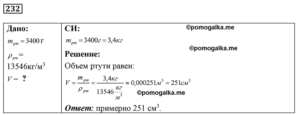 страница 32 номер 232 физика 7-9 класс Пёрышкин сборник задач 2024 год