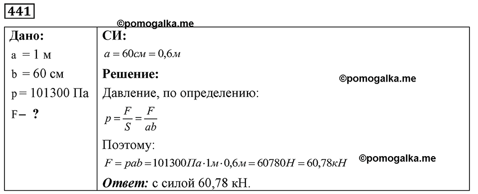 страница 54 номер 441 физика 7-9 класс Пёрышкин сборник задач 2024 год