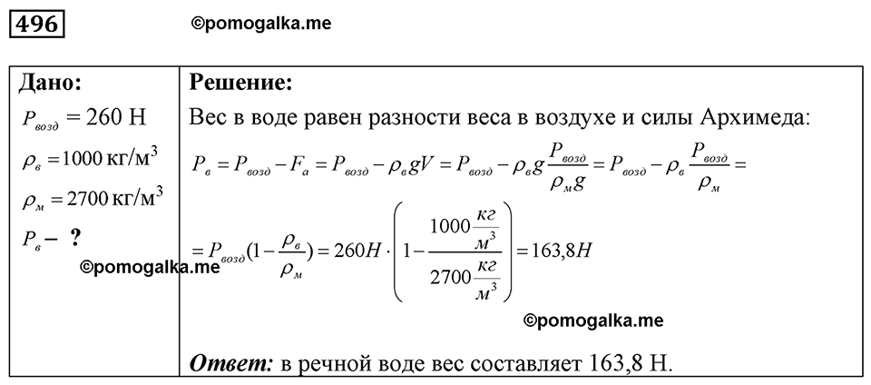 страница 60 номер 496 физика 7-9 класс Пёрышкин сборник задач 2024 год