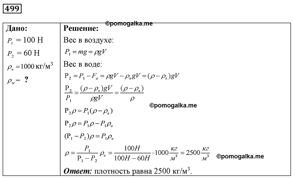 страница 60 номер 499 физика 7-9 класс Пёрышкин сборник задач 2024 год