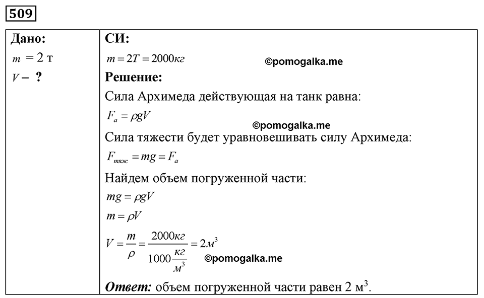 страница 61 номер 509 физика 7-9 класс Пёрышкин сборник задач 2024 год