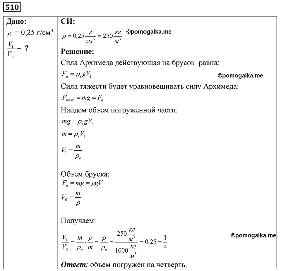 страница 61 номер 510 физика 7-9 класс Пёрышкин сборник задач 2024 год