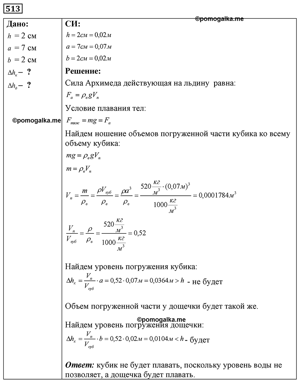 страница 61 номер 513 физика 7-9 класс Пёрышкин сборник задач 2024 год