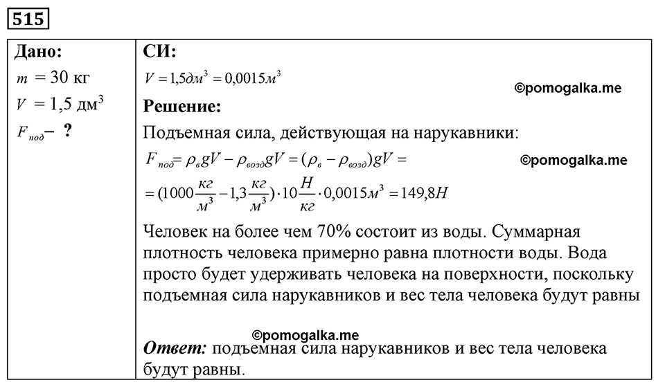 страница 61 номер 515 физика 7-9 класс Пёрышкин сборник задач 2024 год