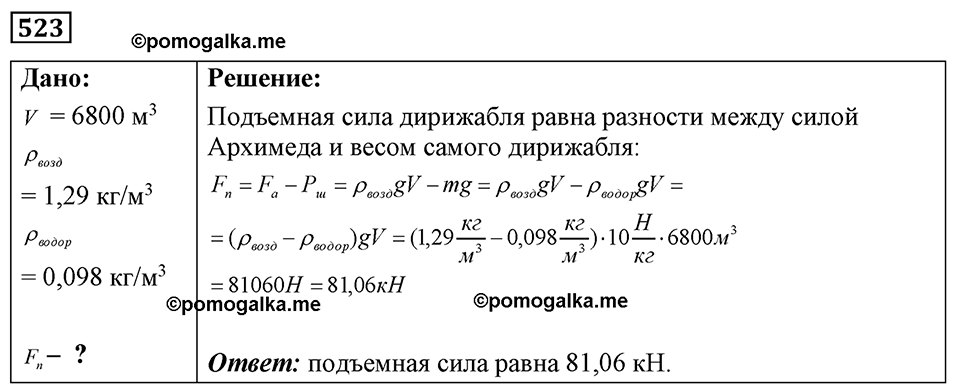 страница 62 номер 523 физика 7-9 класс Пёрышкин сборник задач 2024 год