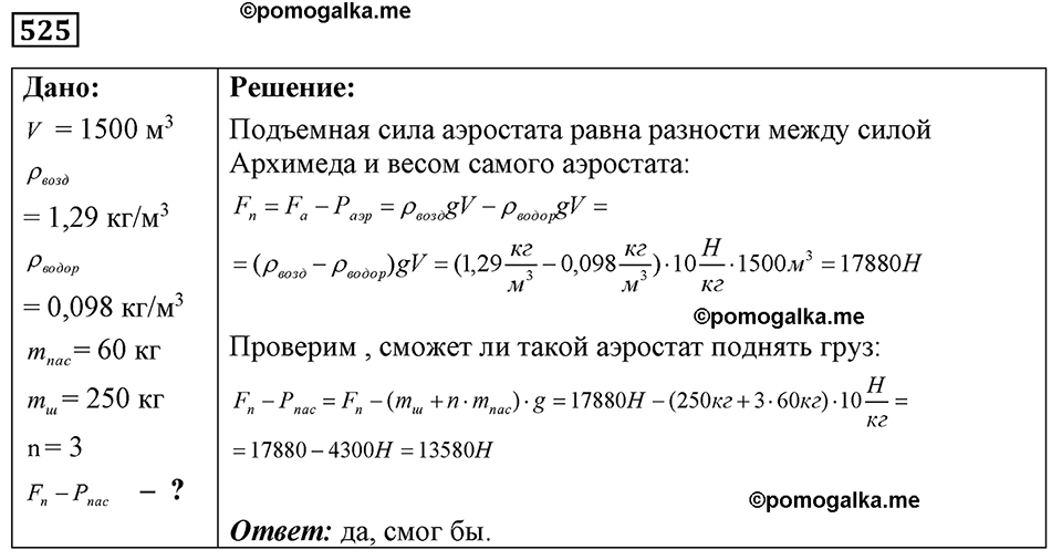страница 62 номер 525 физика 7-9 класс Пёрышкин сборник задач 2024 год