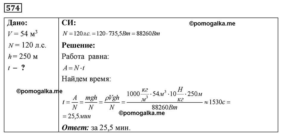 страница 66 номер 574 физика 7-9 класс Пёрышкин сборник задач 2024 год