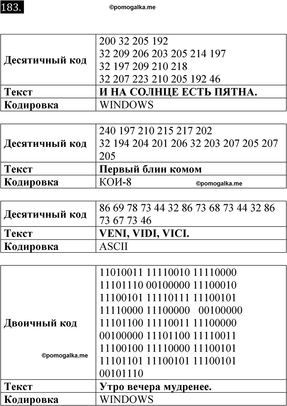 Номер 183 - ГДЗ по информатике за 7 класс Босова рабочая тетрадь  Просвещение 2023